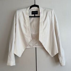 BCBGMAXAZRIA White Cropped Blazer Jacket‎ Waterfall Collar Button Cuffs XXS